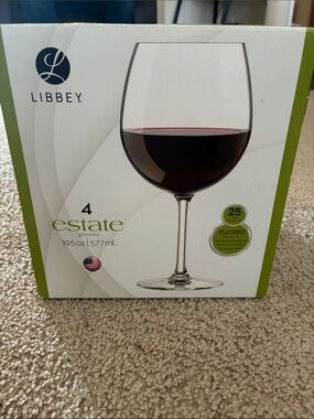 LIBBEY ESTATE Stemmed Wine Glasses Stemware 4 Pieces 19.5 oz Large Wine Glass